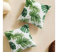 Housse de Coussin Style Nordique Housse Coussin 60 x 60 cm, Lot de 2 Carré Velours Coussins Decoratif Canape Feuilles Vertes Coussins Canapé pour Salon Chambre Terrasse Jardin Décoration L-L768