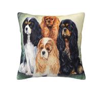 Housse de Coussin, taie d'oreiller décorative, Housses de Coussin Douces 40x40 cm pour canapé de Chambre à Coucher, Noir doré Cavalier King Charles Spaniel