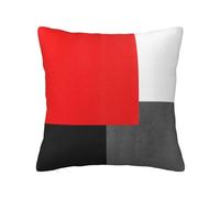 Housse de Coussin, taie d'oreiller décorative, Housses de Coussin Douces 40x40 cm pour canapé de Chambre à Coucher, Bloc géométrique Rouge Gris Noir et Blanc