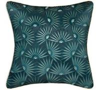 Atmosphera - Housse de Coussin imprimée Feel - Velours - Bleu Canard et doré - 40x40 cm