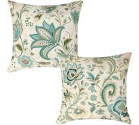 Housse de Coussin Vintage 55x55 Lot de 2 Coussin Decoratif Canape Taie D'oreiller Boho Housses Coussins Fleur Taie Oreiller Carré en Lin Decoration pour Maison Salon Chambre Balcon 55 x 55 cm (IU187)