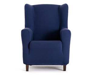 Housse de fauteuil bi-élastique pour bergère couleur bleu design Harlem