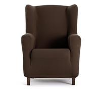 Housse de fauteuil bi-élastique pour bergère couleur marron design Harlem
