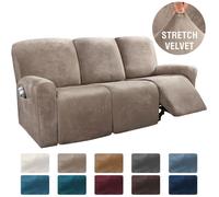 Housse de Fauteuil Relax en Velours Extensible Chameau Housse de Canapé Relax 3 Places Protège-Fauteuil Doux et Ajustable