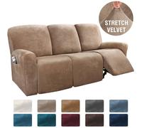 Housse de Fauteuil Relax en Velours Extensible Housse de Canapé Relax 3 Places Protège-Fauteuil Doux et Ajustable Couleur cuir