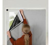 Housse de fenêtre occultant portable sans perçage avec autocollants et ventouses, isolation thermique pour chambre d'enfant, chambre à coucher, caravane, bureau (gris blanc, 120 x 180 cm)