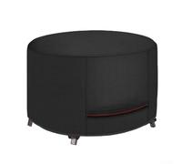 Housse de foyer ronde en tissu 210D résistant aux intempéries avec ourlet élastique et sangles pour foyer extérieur à gaz ou à bois Noir 1 paquet (210D)