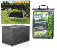Housse de hamac de jardin 3 places en polyéthylène tissé résistant et imperméable, gris foncé