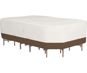 Housse de jardin - Housse de protection pour table de jardin et 6 chaises - Rectangulaire ou ovale - 279 x 213 cm - Beige