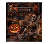 Housse de lave-vaisselle 3D avec motif d'Halloween pour décoration d'événement et de fête, dos amélioré, couvre les rayures sur les portes ennuyeuses en un tour de main (Black1, A)