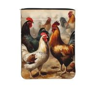 Housse de livre imperméable avec fermeture éclair et poche avant | Pochette de protection lavable pour livre de 30 x 23 cm, motif poule et coq, sac cadeau pour femmes et filles