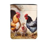 Housse de livre imperméable avec fermeture éclair et poche avant | Pochette de protection lavable pour livre de 30 x 23 cm, motif poule et coq, sac cadeau pour femmes et filles