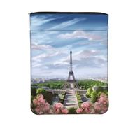 Housse de livre imperméable avec fermeture éclair et poche avant | Pochette de protection lavable pour livre de 30 x 23 cm, motif Tour Eiffel Paris