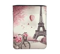 Housse de livre imperméable avec fermeture éclair et poche avant | Pochette de protection pour livre 30 x 23 cm Motif Tour Eiffel Romantique Paris Tour Eiffel Bycicle Sac cadeau lavable pour