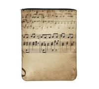 Housse de livre imperméable avec fermeture éclair et poche avant | Pochette de protection pour livre de 30 x 23 cm, motif notes de musique sur vieux papier, sac cadeau lavable pour femmes et