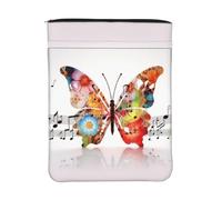 Housse de livre imperméable avec fermeture éclair et poche avant | Pochette de protection pour livre de 30 x 22,9 cm, motif papillon de musique, sac cadeau lavable pour femmes et filles