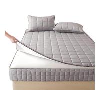Housse de Matelas 140x190 160x200 avec Fermeture éclair, 2 Taies d'oreiller Incluses, Protège Matelas Intégrale Matelassé sur Cinq Côtés Alèse Drap-Housse Lavable(Gris,160x200x18cm)
