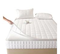 Housse de Matelas 140x190 160x200 avec Fermeture éclair, 2 Taies d'oreiller Incluses, Protège Matelas Intégrale Matelassé sur Cinq Côtés Alèse Drap-Housse Lavable(Blanc,140x190x15cm)