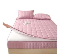 Housse de Matelas 140x190 160x200 avec Fermeture éclair, 2 Taies d'oreiller Incluses, Protège Matelas Intégrale Matelassé sur Cinq Côtés Alèse Drap-Housse Lavable(Rose,140x190x15cm)