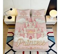 Housse de Matelas Château de Princesse 3D Imprimée Microfibre Drap-Housse Antidérapant Lavable pour Chambre Étudiant Décoration 90x200x25cm