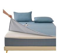 Housse de Matelas Integrale 140x190 160x200 90x190 avec Fermeture éclair | Protege-Matelas 6 Faces avec Zip, avec 2 Taies D'oreillers, Tissu Doux Respirant, Lavable(Bleu,140x190+15cm)