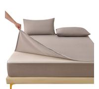 Housse de Matelas Integrale 140x190 160x200 90x190 avec Fermeture éclair | Protege-Matelas 6 Faces avec Zip, avec 2 Taies D'oreillers, Tissu Doux Respirant, Lavable(Café,180x190+18cm)