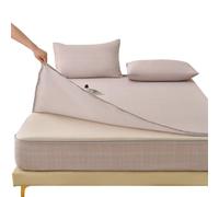 Housse de Matelas Integrale 140x190 160x200 90x190 avec Fermeture éclair | Protege-Matelas 6 Faces avec Zip, avec 2 Taies D'oreillers, Tissu Doux Respirant, Lavable(Kaki,160x190+20cm)