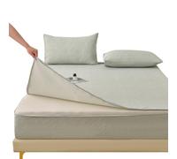 Housse de Matelas Integrale 140x190 160x200 90x190 avec Fermeture éclair | Protege-Matelas 6 Faces avec Zip, avec 2 Taies D'oreillers, Tissu Doux Respirant, Lavable(Gray-green,140x190+10cm)