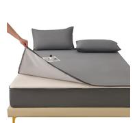 Housse de Matelas Integrale 140x190 160x200 90x190 avec Fermeture éclair | Protege-Matelas 6 Faces avec Zip, avec 2 Taies D'oreillers, Tissu Doux Respirant, Lavable(Gris,200x210+15cm)