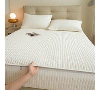 Housse de Matelas matelassée Lavable, protège-Matelas Personnalisable, Housse de Matelas Monobloc en différentes Tailles, Respirante et Facile à Nettoyer-White- 190x200+15cm