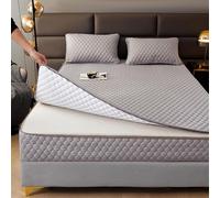 Housse de Matelas matelassée Lavable, protège-Matelas Personnalisable, Housse de Matelas Monobloc en différentes Tailles, Respirante et Facile à Nettoyer-Gray- 190x200+22cm