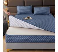Housse de Matelas matelassée Lavable, protège-Matelas Personnalisable, Housse de Matelas Monobloc en différentes Tailles, Respirante et Facile à Nettoyer-Blue- 70x200+15cm