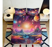 Housse de Matelas Microfibre Ciel Étoilé Galaxie Impression 3D, Protection Lit Cosy Nébulosité Cosmique, Décor Chambre Cadeau 90x200x25cm