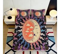 Housse de Matelas Sun Moon Céleste Microfibre Imprimée 3D Antidérapante Lavable Chambre Cadeau Décoration Lit Adolescents 90x200x25cm