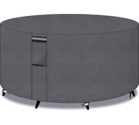 Housse de nappe ronde avec ouvertures d'aération, tissu Oxford 600D Housse de table de terrasse ronde, housse pour ensemble de meubles de jardin imperméable, coupe-vent, anti-UV, 200x80cm, gris