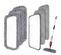 Housse de Nettoyage Remplacement, 6PCS Microfibre de Balai Mop Remplacement pour Serpillère Spray/Nettoyeur Vapeur, Lot de 6 Housse de Nettoyage Rechange Mop de Tampon pour Balai/Plat(41x14cm)