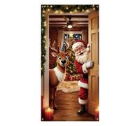 Housse de Noël pour Porte de Porche Accessoire Décoratif de Fêtes 2D Plat | Bannière de de Porte de Noël pour Appartement, Maison de campagne, Salon, Photographie, Fête de fin