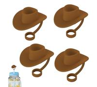 Housse de paille occidentale - Couvercles de paille flexibles en silicone de qualité alimentaire | Chapeau de cowboy pour bouteille d'eau, accessoires de gobelet, convient aux pailles de 6 à 10 mm de