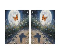 Housse de passeport pour homme et femme - Motif papillon orange, lune et fleur - Étui de protection portable pour cartes d'identité - Organiseur de documents de voyage exquis pour cadeaux