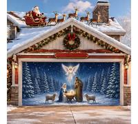 Housse de porte de garage avec scène religieuse de Noël 397 x 180 cm