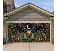 Housse de porte de garage coccinelle inspirée de la nature, feuilles de lune, vert automne, décoration d'intérieur pour jardin, cour, extérieur, intérieur, fête, toile de fond de 397 x 180 cm