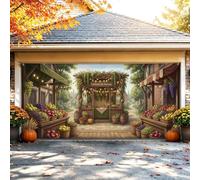 Housse de porte de garage d'automne 398,8 x 180,3 cm | Stals en bois rustiques, bannière de porte de garage, caisses à fruits débordantes, prime de récolte saisonnière