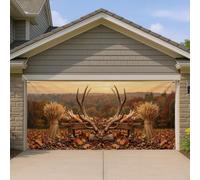 Housse de porte de garage en bois de bois de cerf - Feuilles naturelles - Marron - Décoration d'intérieur pour jardin, terrasse, extérieur et intérieur - Toile de fond de fête - 400 x 180 cm