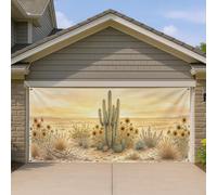 Housse de porte de garage en forme de cactus, nature rustique, tournesol, désert, été, jaune, toile de fond pour porte de garage, décoration d'intérieur pour cour, extérieur, toile de fond de fête