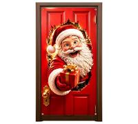 Housse de porte de Noël 180 x 89 cm Décor du Père Noël Drôle qui Défonce la | Poster de porte de Noël pour entrée de magasin, balcon, couloir, séance photo à domicile, fête, célébration de f