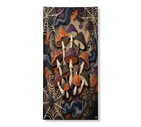Housse de porte décorative en forme de champignon - Toile d'araignée fantaisie gothique - Feuille d'Halloween - Avec corde - Décoration d'intérieur et d'extérieur - 91,4 x 183 cm