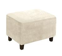 Housse de Pouf carré Housse de Protection pour Repose Pied Couvre Pouf Housse ottomane en Velours Extensibles Beige