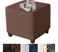 Housse de pouf élastique ronde/carrée 45 x 45/40 x 40 cm en velours antidérapant, amovible, élégante et durable - Plusieurs couleurs disponibles