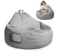 Housse de Pouf pour Adulte,Housse Pouf Poire Non Remplies(Gris clair) | 100 x 120 CM Bean Bag ouf de Rangement pour Salon/Salle de Jeux pour l'extérieur et l'Intérieur