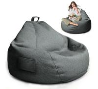 Housse de Pouf pour Adultes,Housse Pouf Poire Non Remplies(Gris Foncé) | 100 x 120 CM Bean Bag ouf de Rangement pour Salon/Salle de Jeux pour l'extérieur et l'Intérieur